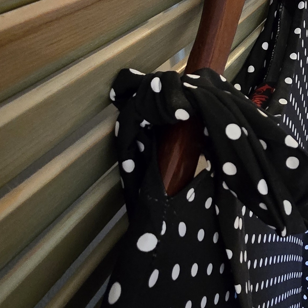 Black Polka Dot Dress with White Dots - Picture 3 of 4